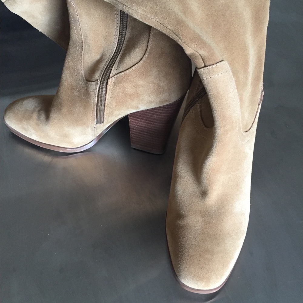 Knee high swede boots